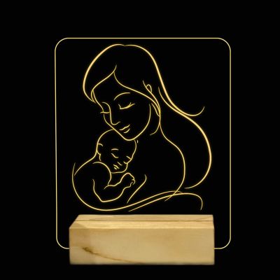 3D Illusion Mother Love lamp Gift for mom Birthday Warm White Light with 12V 1amp Power Adapter