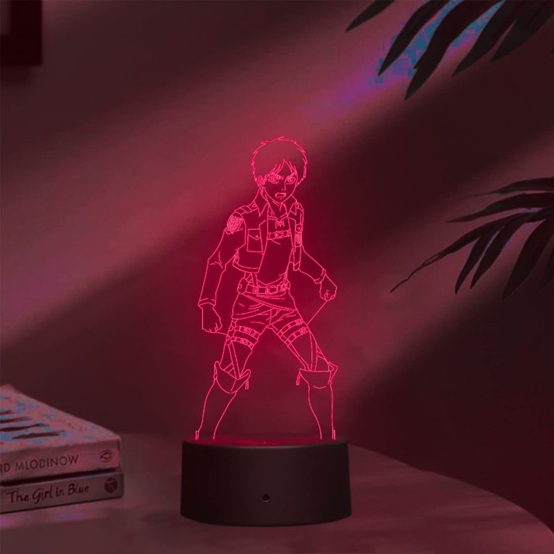 Anime TitanErenYeager856 Acrylic Led Night lamp for Kids Bedroom 7 Color Changing Light with Adapter