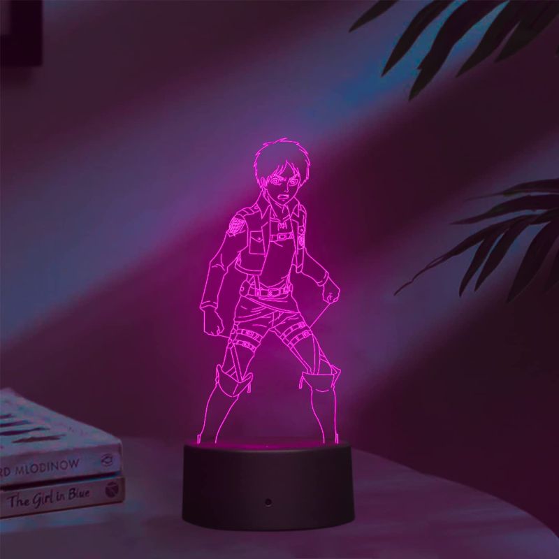 Anime TitanErenYeager856 Acrylic Led Night lamp for Kids Bedroom 7 Color Changing Light with Adapter