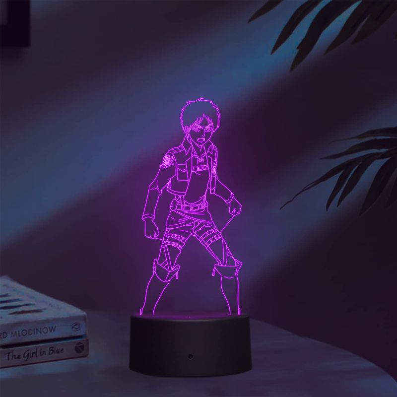Anime TitanErenYeager856 Acrylic Led Night lamp for Kids Bedroom 7 Color Changing Light with Adapter