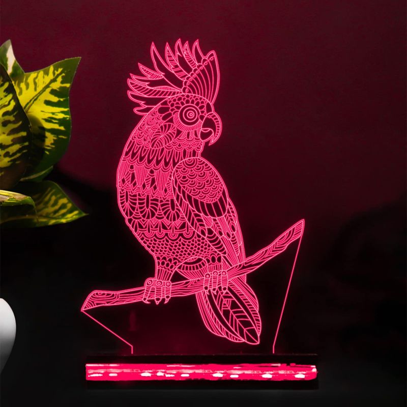 3D Illusion Parrot Cockatoo nightlight (Multicolored Light)