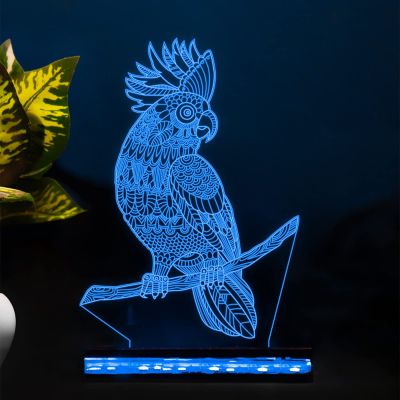 3D Illusion Parrot Cockatoo nightlight (Multicolored Light)