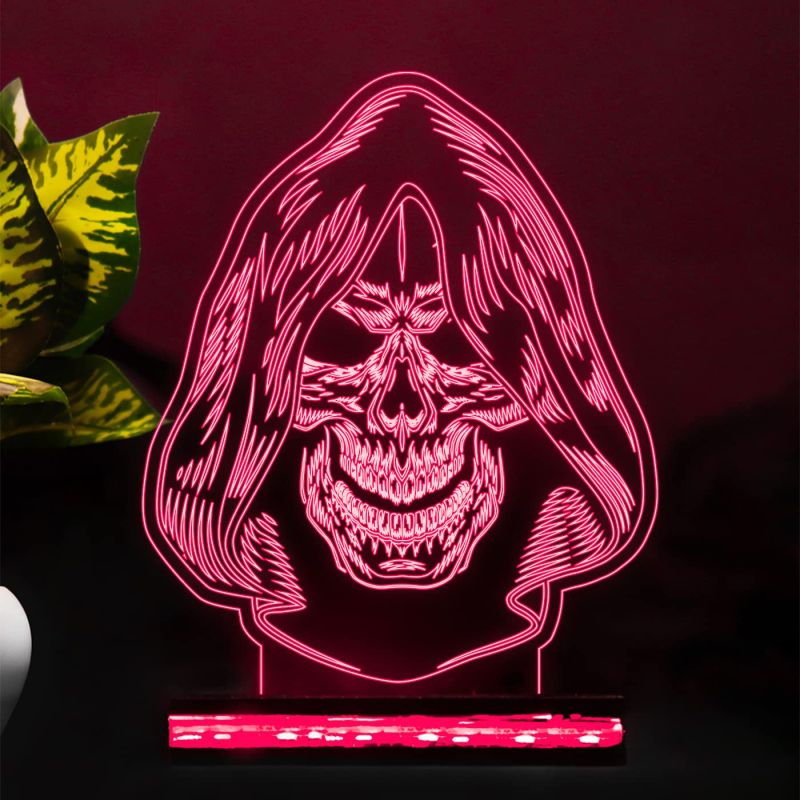 3D Optical Illusion Skull Acrylic led Night lamp Home décor Light (Multicolored)