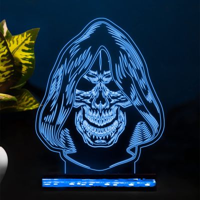 3D Optical Illusion Skull Acrylic led Night lamp Home décor Light (Multicolored)