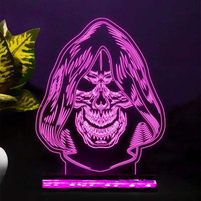 3D Optical Illusion Skull Acrylic led Night lamp Home décor Light (Multicolored)