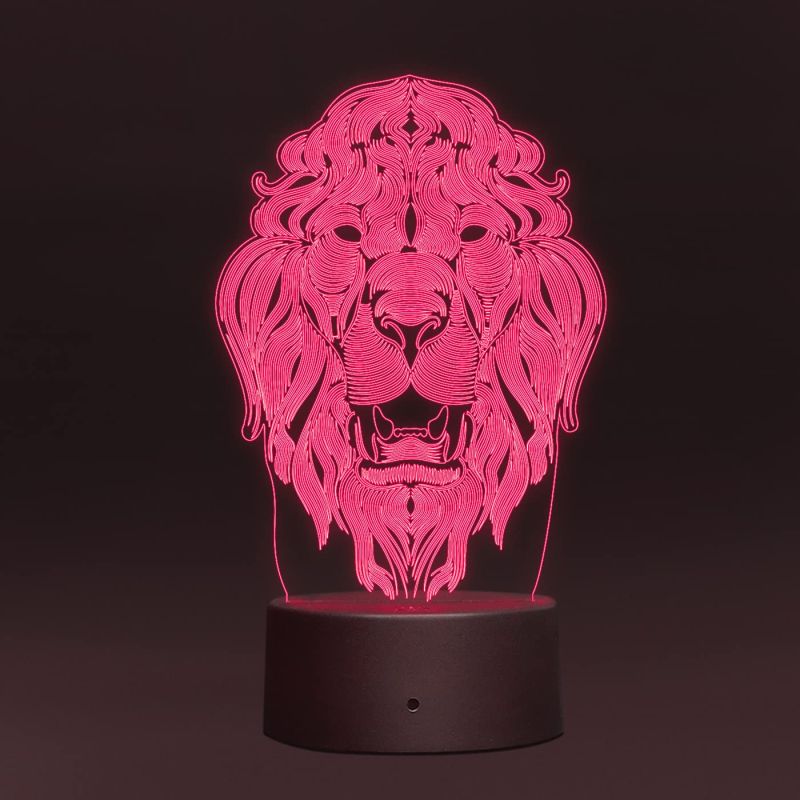 3D Illusion Lion face nightlight Desk Table lamp for Decoration 7 Color Changing Light