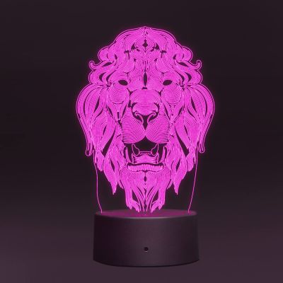 3D Illusion Lion face nightlight Desk Table lamp for Decoration 7 Color Changing Light