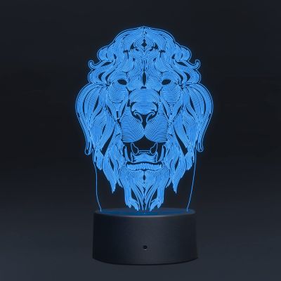 3D Illusion Lion face nightlight Desk Table lamp for Decoration 7 Color Changing Light