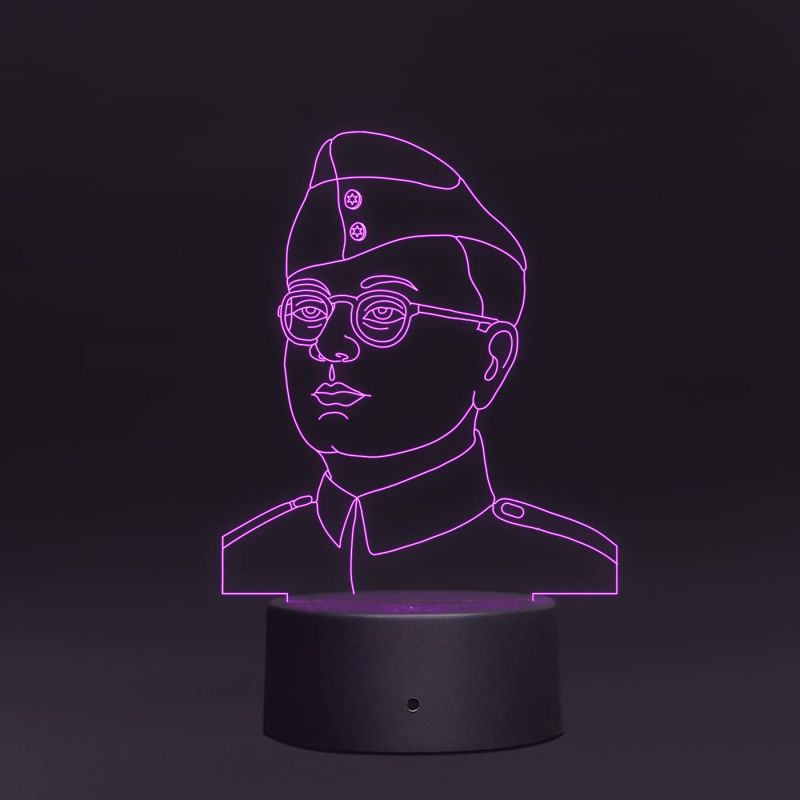 Neta ji Subhash Chandra Bose Acrylic Night lamp 7 Color Changing Light with Remote Control