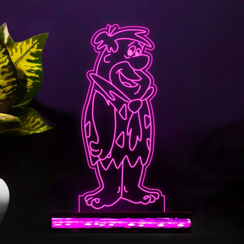 3D Illusion FredFlintstone256 Cartoon Night Lamp Multicolored