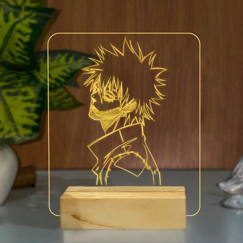 3D Illusion My Hero Academia Action Figure Night Light with Warm White Color Bedroom