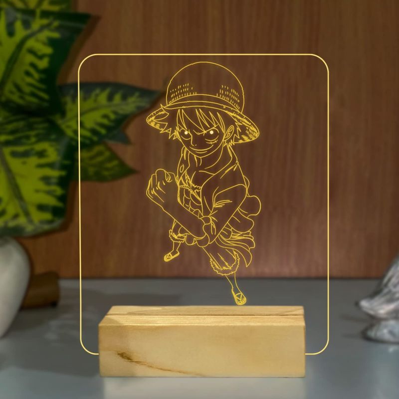 3D Anime Home Decor Light Monkey D luffy456 nightlight (Warm White Light)