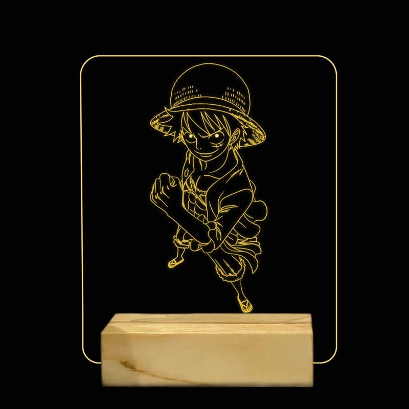 3D Anime Home Decor Light Monkey D luffy456 nightlight (Warm White Light)