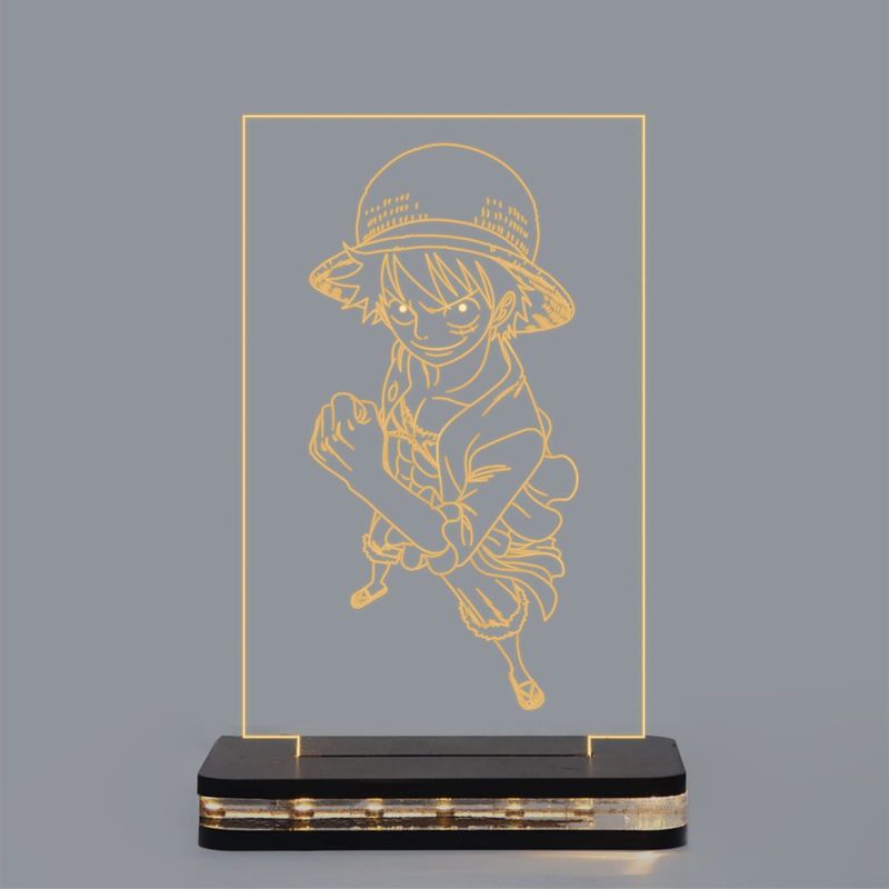 3D Anime Home Decor Light Monkey D luffy456 nightlight (Warm White Light)