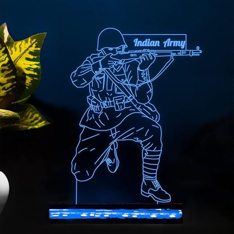 Indian Army Man 3D Illusion Night lamp Home Decor lamp 16 Color Changing Light with Remote Control