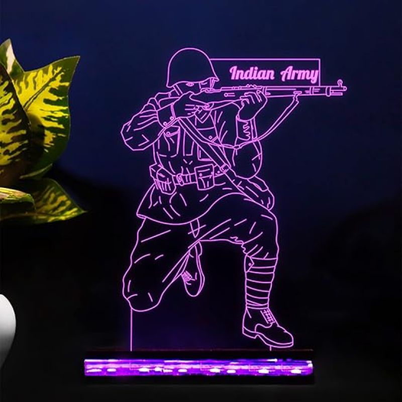 Indian Army Man 3D Illusion Night lamp Home Decor lamp 16 Color Changing Light with Remote Control