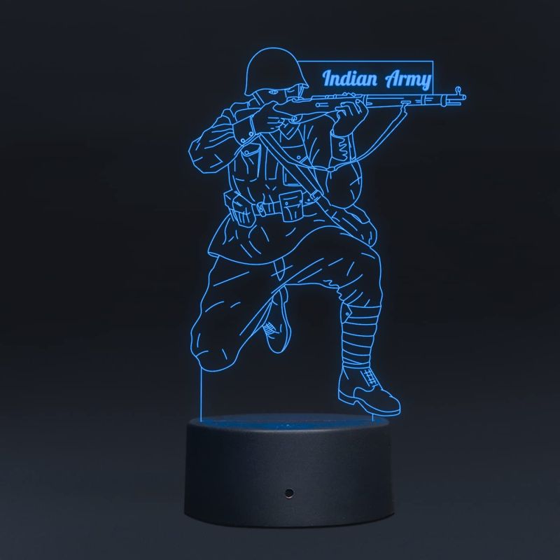 Indian Army Man 3D Illusion Night lamp Home Decor lamp 7 Color Changing Light with Remote Control