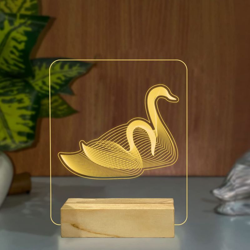 3D Illusion Double Duck Night lamp for Home Decor Light Warm White Light