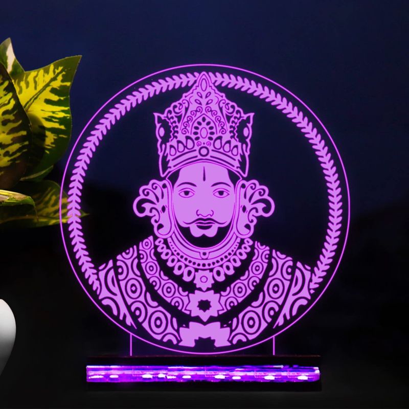 3D Illusion Khatu Shyam Ji Night Lamp for Home Decoration Lighting Gifts (Multicolored)