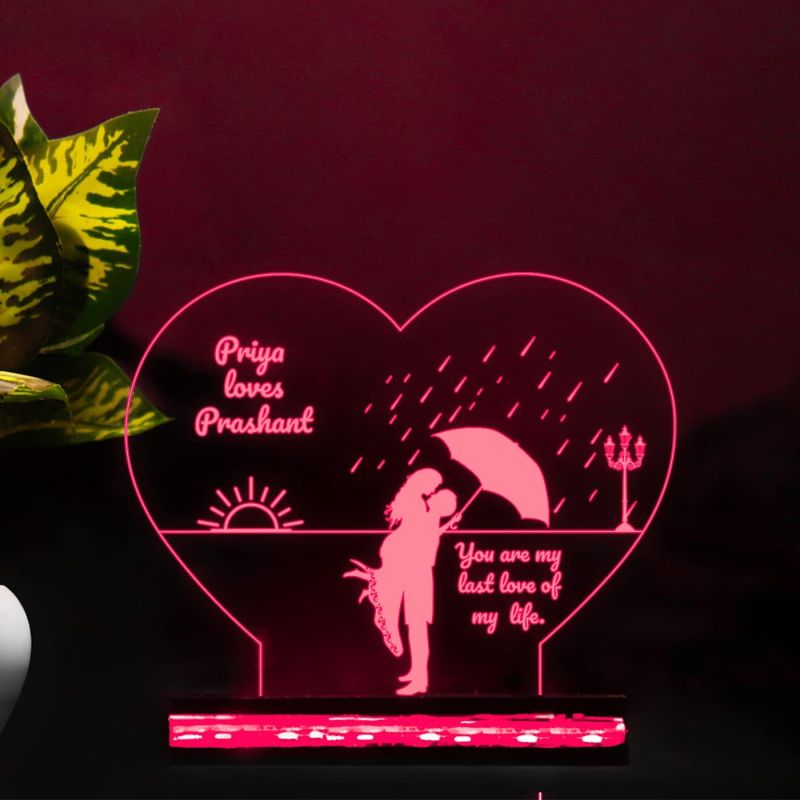 Personalized 3D Illusion LED Table Lamp Gift for Anniversary Birthday Multi-Colored Light