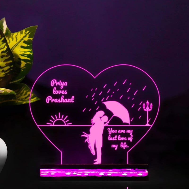 Personalized 3D Illusion LED Table Lamp Gift for Anniversary Birthday Multi-Colored Light