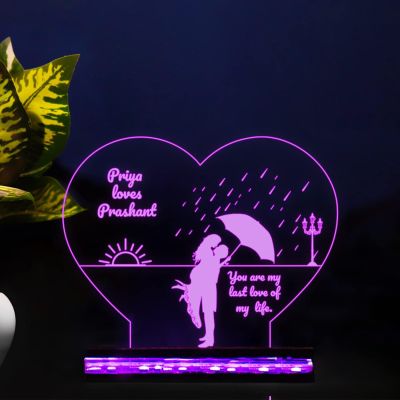 Personalized 3D Illusion LED Table Lamp Gift for Anniversary Birthday Multi-Colored Light
