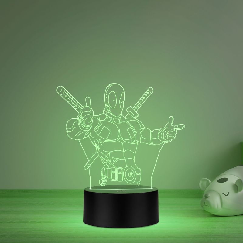 3D Illusion Anime Catroon Marvel Hero Deadpool852 Acrylic Table Night Lamp multicolored Light