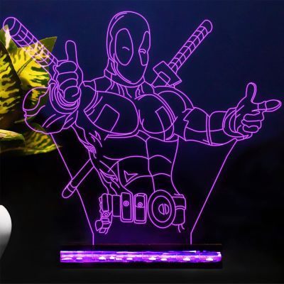 3D Illusion Anime Catroon Marvel Hero Deadpool852 Acrylic Table Night Lamp 16 Color Changing Light with Remote Control