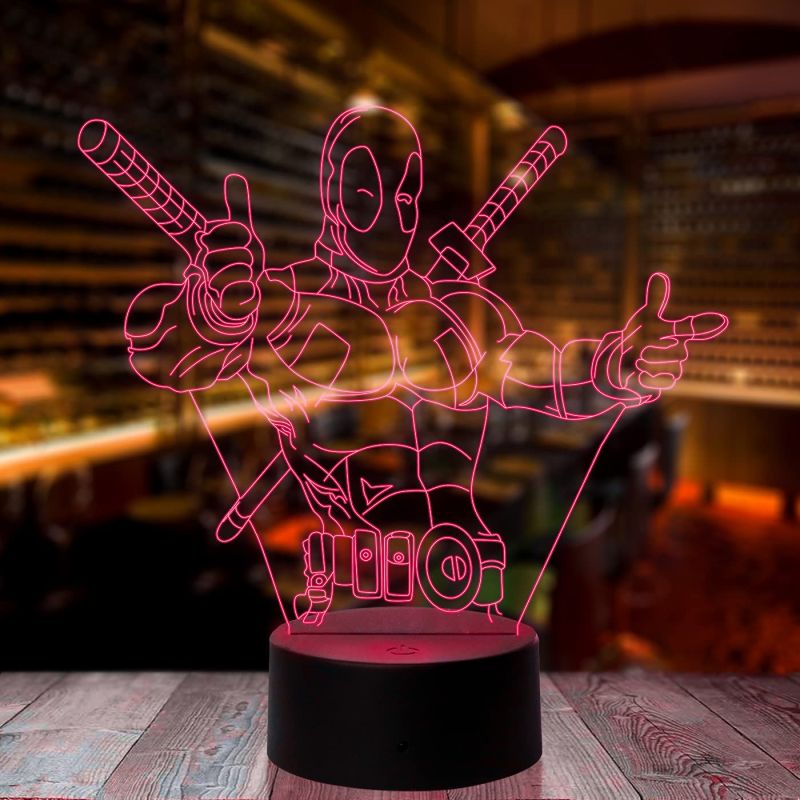 3D Illusion Deadpool794 Acrylic Anime lamp 7 Color Changing Light with Remote Control Desk Table lamp