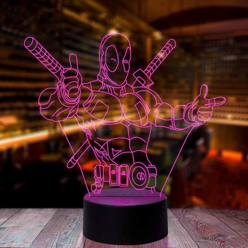 3D Illusion Deadpool794 Acrylic Anime lamp 7 Color Changing Light with Remote Control Desk Table lamp