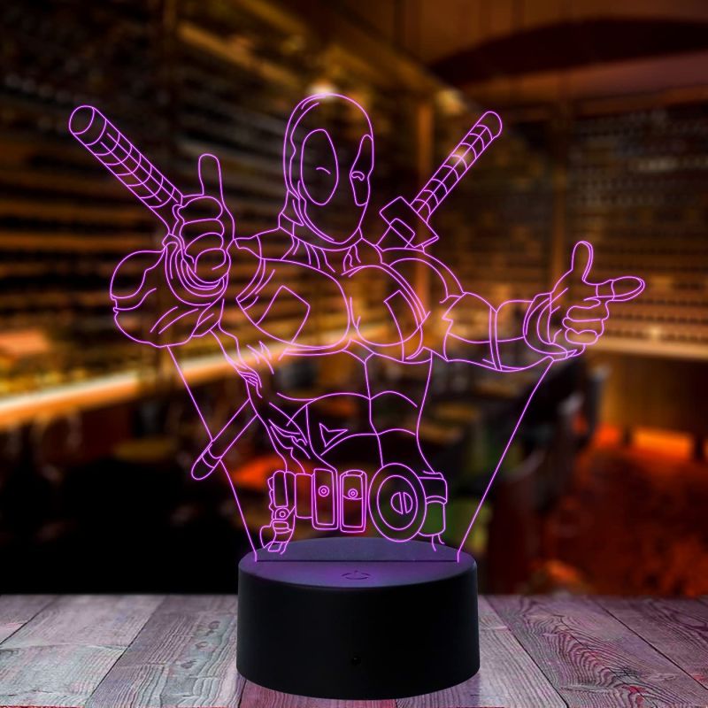 3D Illusion Deadpool794 Acrylic Anime lamp 7 Color Changing Light with Remote Control Desk Table lamp