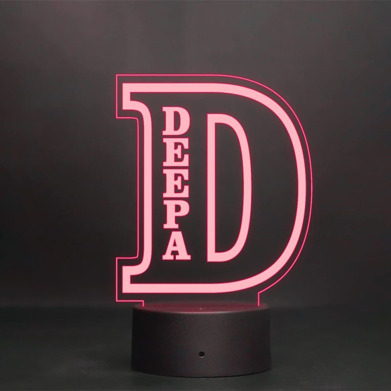 Customized Alphabet and Name LED Night Light 7 Color Changing Light with Remote Control (D)
