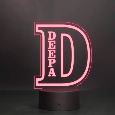 Customized Alphabet and Name LED Night Light 7 Color Changing Light with Remote Control (D)