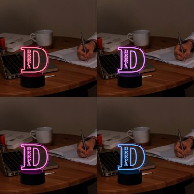Customized Alphabet and Name LED Night Light 7 Color Changing Light with Remote Control (D)