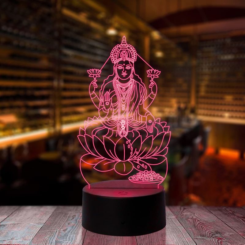 3D Goddess Laxmi Acrylic Night lamp with 7 Color Changing Light Desk Table lamp