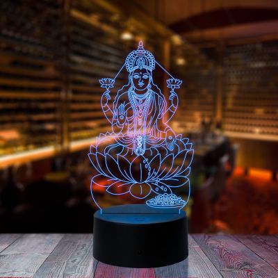 3D Goddess Laxmi Acrylic Night lamp with 7 Color Changing Light Desk Table lamp