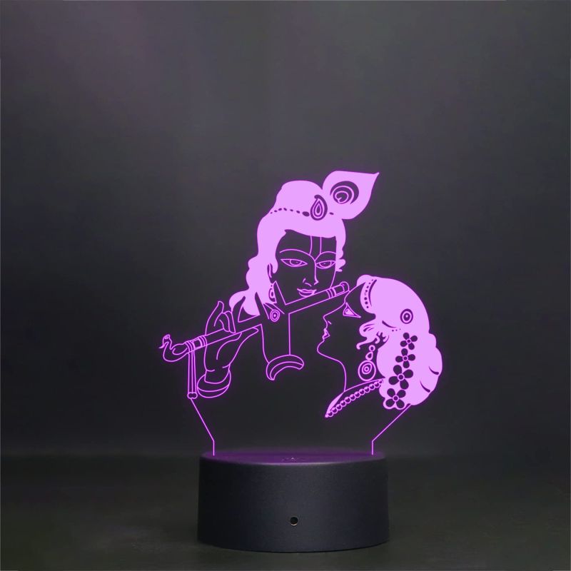 Radha Krishna 3D Optical Illusion Night lamp 7 Color Changing Light with Remote Control