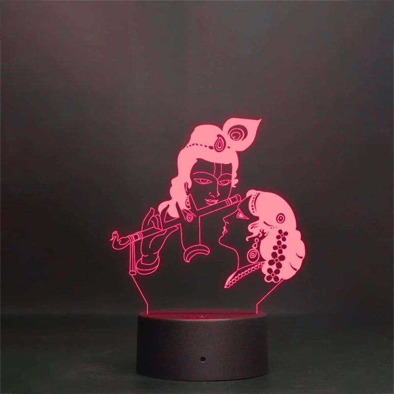 Radha Krishna 3D Optical Illusion Night lamp 7 Color Changing Light with Remote Control