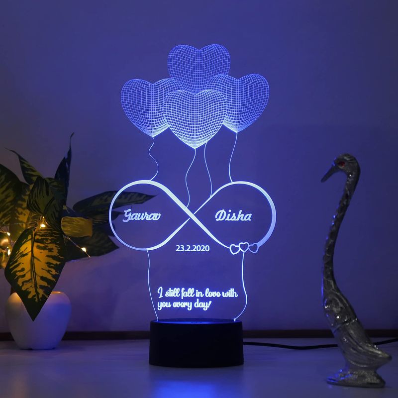 3D Illusion Customized Night Lamp Gift for Valentine, Birthday, Anniversary Gift for Couples