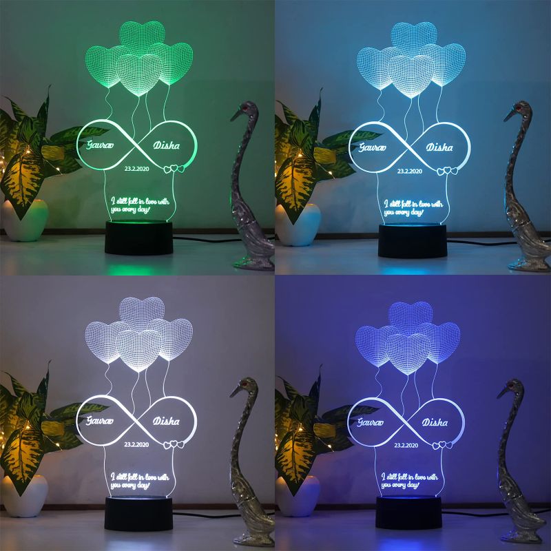 3D Illusion Customized Night Lamp Gift for Valentine, Birthday, Anniversary Gift for Couples