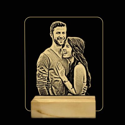 3D Illusion Personalized Couple Night Lamp with Warm White Light