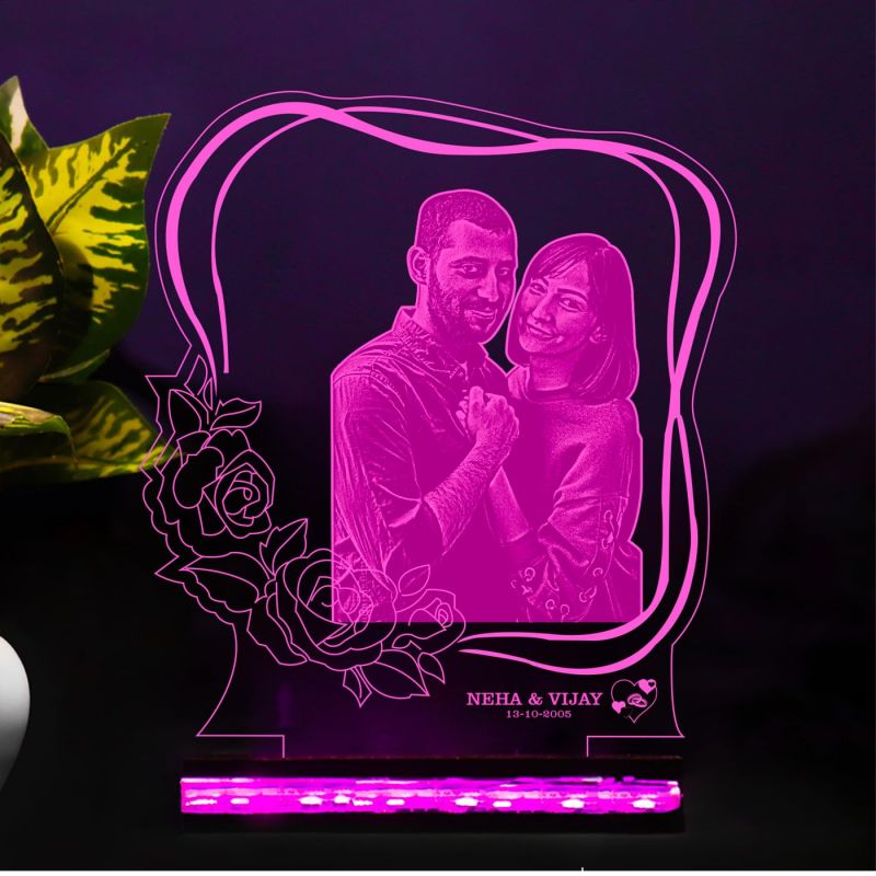 Customized Photo 3D Illusion Led Lamp with Multicolored Light for Couple