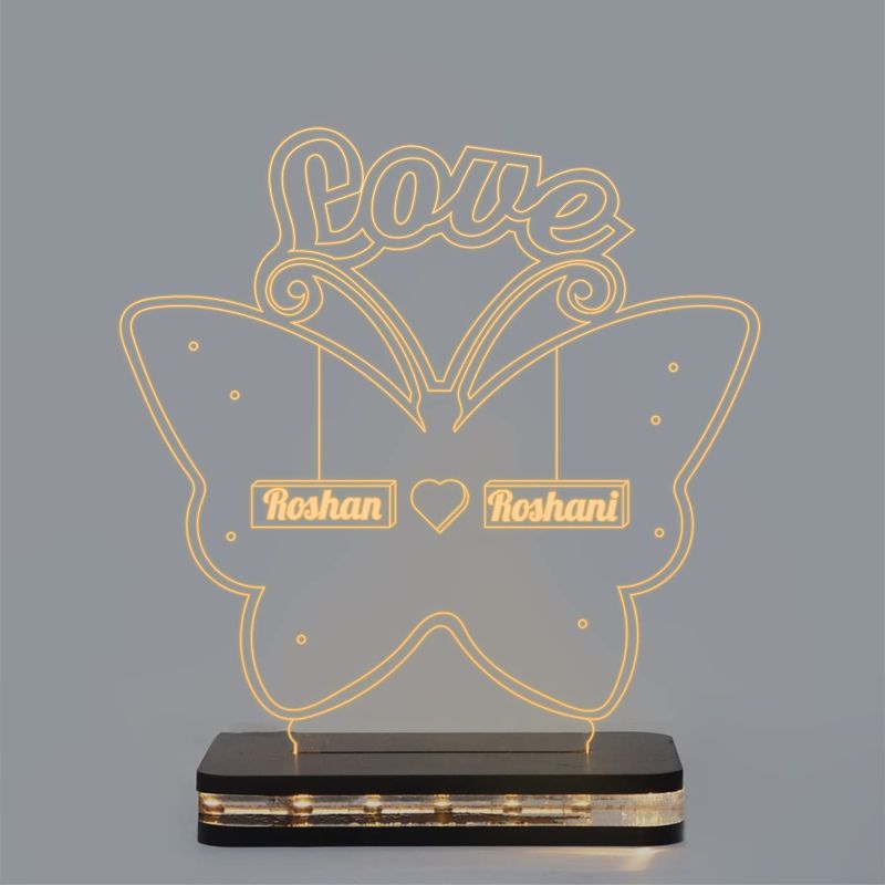 Love Butterfly Night lamp Customized with Any Name Warm White Light