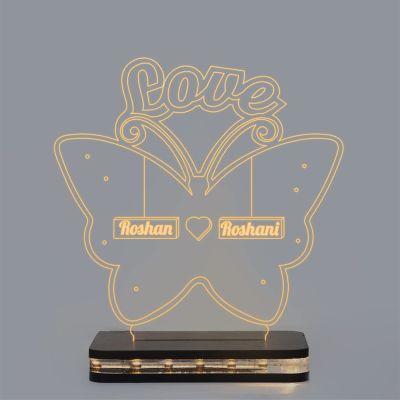 Love Butterfly Night lamp Customized with Any Name Warm White Light