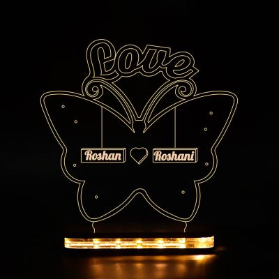 Love Butterfly Night lamp Customized with Any Name Warm White Light