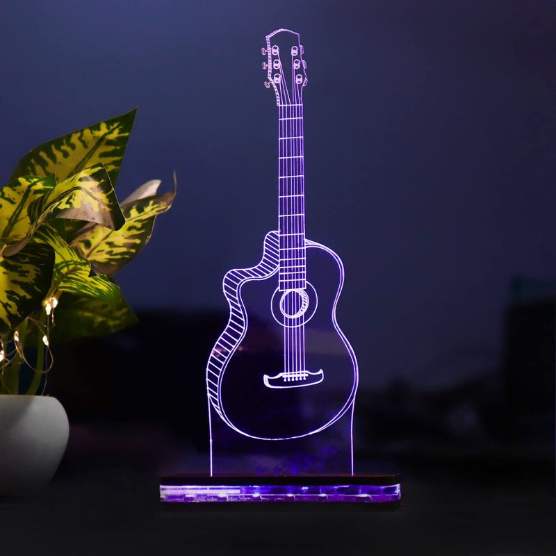 3D Guitar Acrylic LED Night Lamp Birthday Gift 16 Color Changing Light with Remote Control