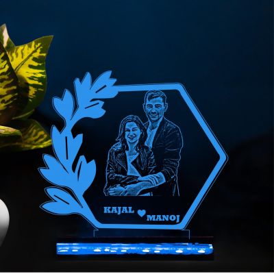 Acrylic Customised 3D Illusion Photo Engraved Led Lamp | Engagement Gift