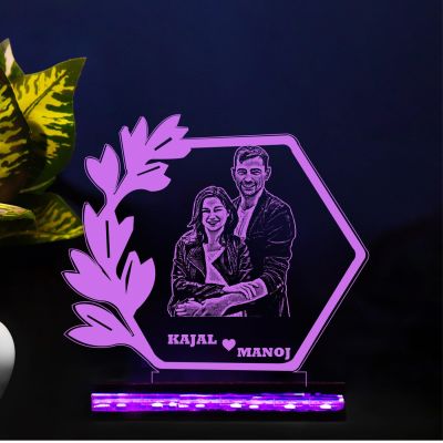 Acrylic Customised 3D Illusion Photo Engraved Led Lamp | Engagement Gift