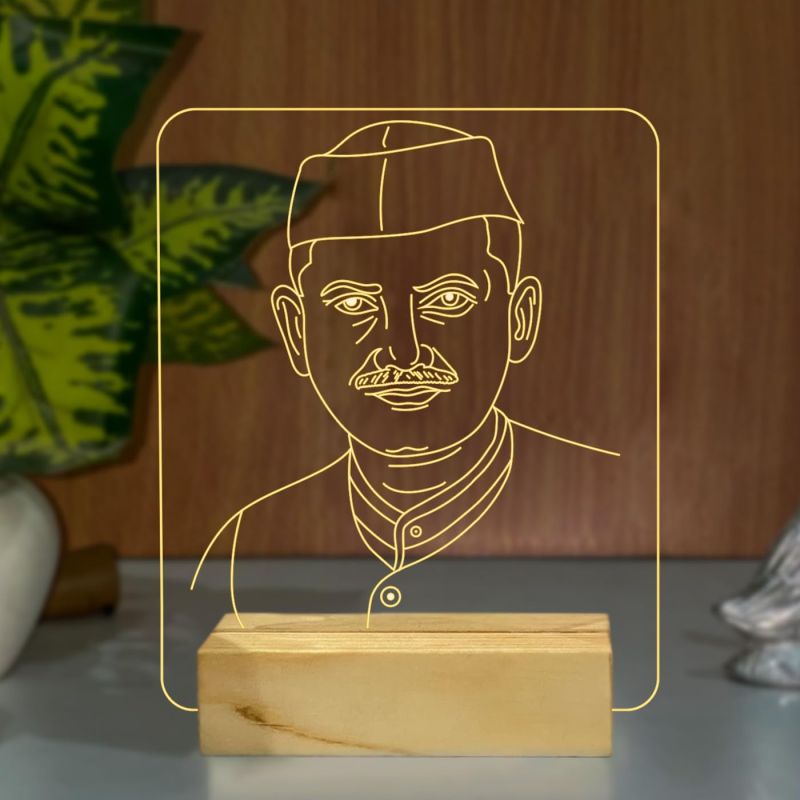 3D Acrylic Lal Bahadur Shastri Night Lamp(Warm White Light)