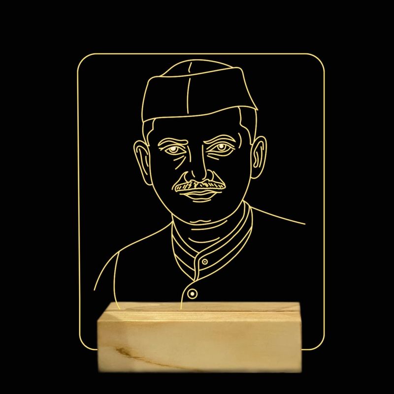 3D Acrylic Lal Bahadur Shastri Night Lamp(Warm White Light)